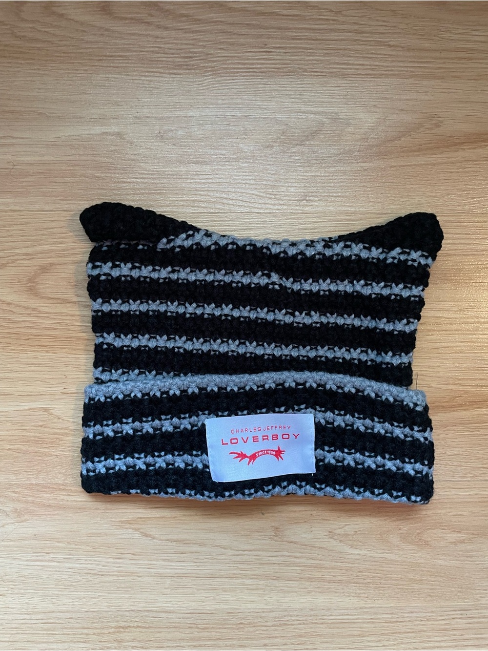 Charles Jeffrey Loverboy Striped Adult Beanie - Black and Gray - Picture 3 of 4